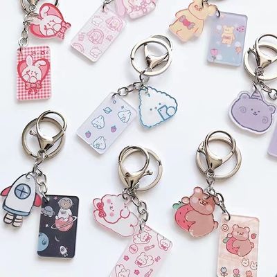 Beli 2 inci Fashion Custom Keychain Hard Enamel Blank Metal Cartoon Keychain online manufacture