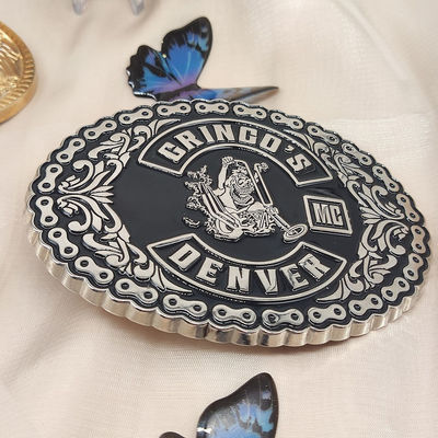 Custom 3D Logo Sepeda Motor Antique Belt Buckle dengan Nickel Plating dan Soft Enamel Finish