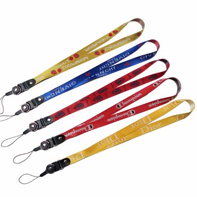Lanyard Kustom Nilon Poliester Personalisasi Cetak Gantungan Kunci Tali Leher Medali Sublimasi Pemegang Kartu Lanyard dengan Logo Kustom