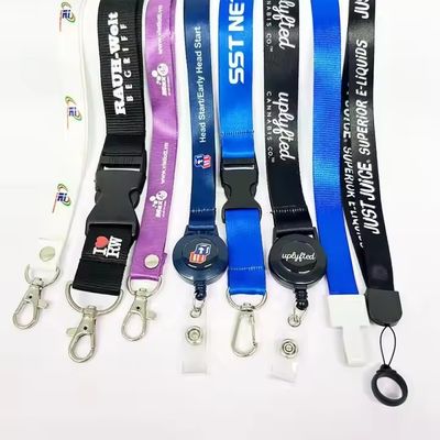Harga yang bagus Custom Logo Polyester Lanyard Neck Strap dengan Silkscreen Printing untuk Keychain dan Kartu Identitas on line