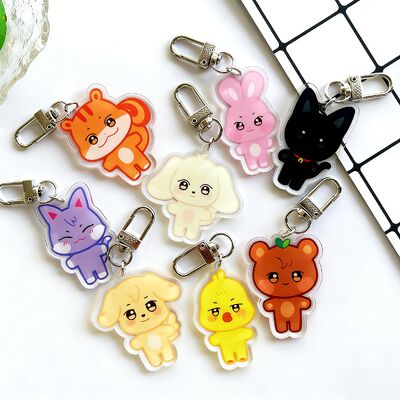 Harga yang bagus Custom Clear Acrylic Keychain Logo Cartoon Glitter Epoxy Keychain Charm Plastik Keychain Anime Acrylic Keyring Custom on line