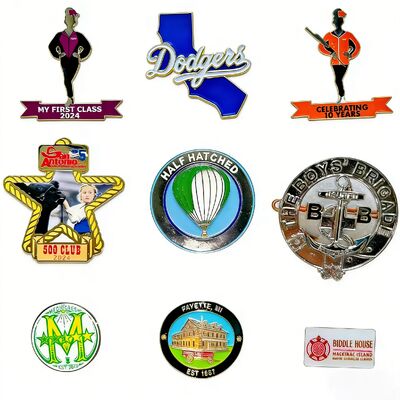 Lencana Baja Tahan Lama Kustom – Bentuk Unik dengan Enamel Berwarna – Pin Branding Terpasang dengan Peniti