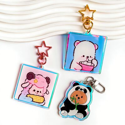 Harga yang bagus Gantungan Kunci Epoxy Glitter Kustom – Akrilik Bening dengan Logo Kartun & Desain Anime on line