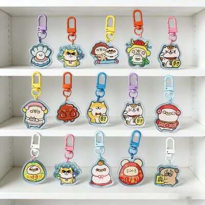 Gantungan Kunci Akrilik Foto/Nama Kustom – Holografik Pelangi dengan Lapisan Resin Epoksi Tetes