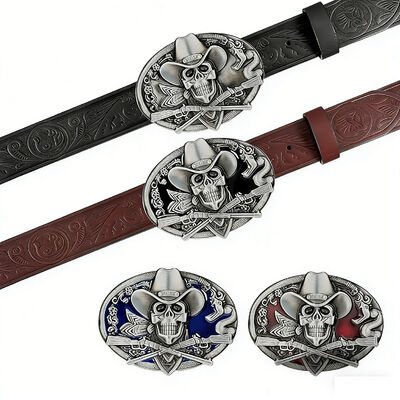 Gelang sabuk logam perak antik dengan detail enamel lembut berwarna-warni.