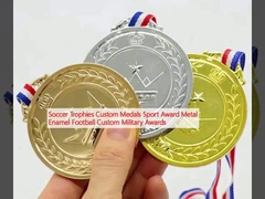 Piala Sepak Bola Medali Custom Penghargaan Olahraga Metal Enamel Sepak Bola Penghargaan Militer Custom